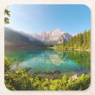 Lago di Fusine Juliaschen Alps Square Paper Coaster