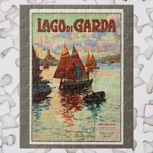 Lago di Garda, Lake Garda, Italy Vintage Travel, L Jigsaw Puzzle