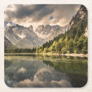Lago Di Landro Dürrensee , Italy Square Paper Coaster