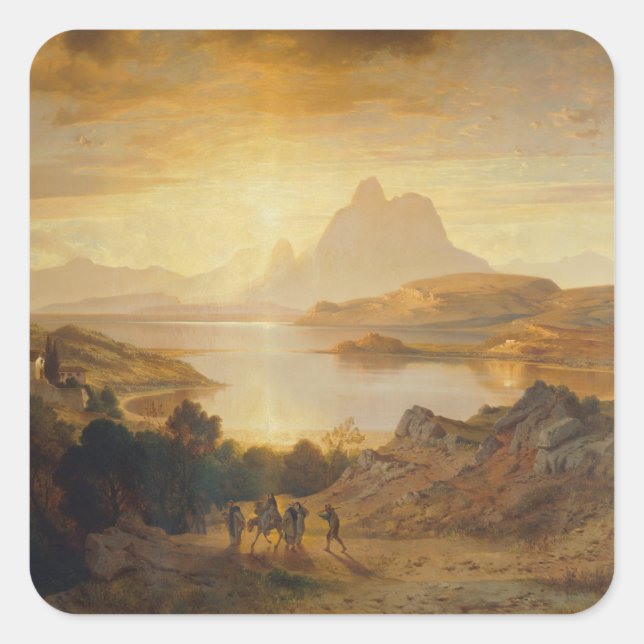 Lago di Lugano – Albert Zimmermann Square Sticker (Front)