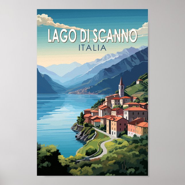 Lago di Scanno Italia Travel Art Vintage Poster (Front)