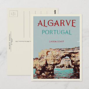 Lagoa coast illustration Algarve Portugal Postcard