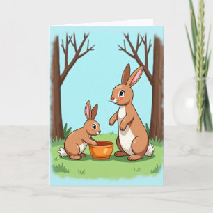 Lagomorph Family Scene Card