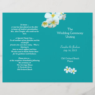 Lagoon Blue Plumeria Beach Programme de mariage