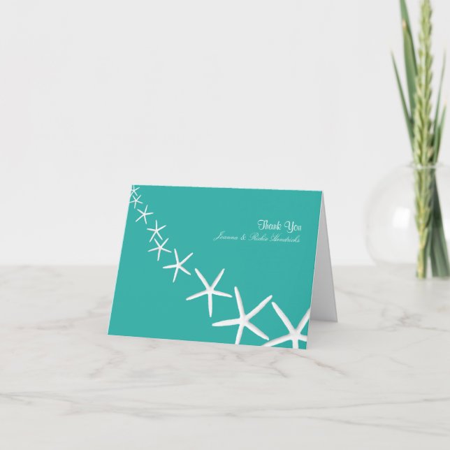 Lagoon Blue Starfish Mariage Merci Notes (Devant)