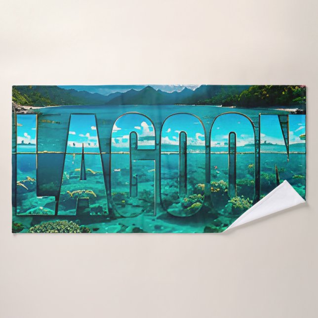 Lagoon Luxury Tropical Editorial Artwork Bath Towel (Bath Towel)