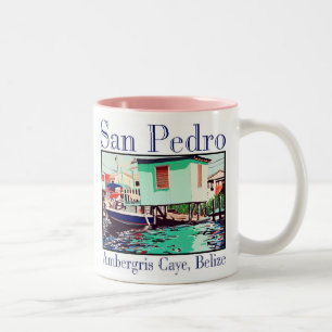 Lagoon side boat house Two-Tone coffee mug