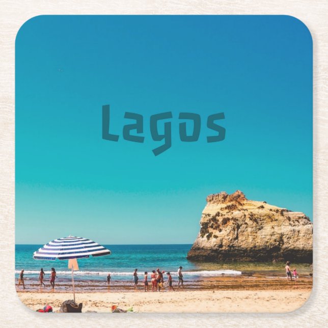 Lagos Beach Square Paper Coaster (Front)