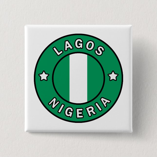 Lagos Nigeria 2 Inch Square Button (Front)