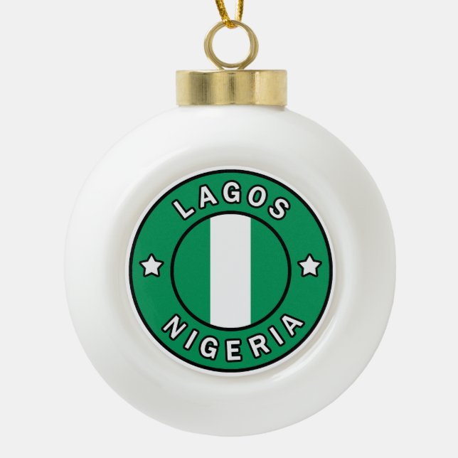 Lagos Nigeria Ceramic Ball Christmas Ornament (Front)
