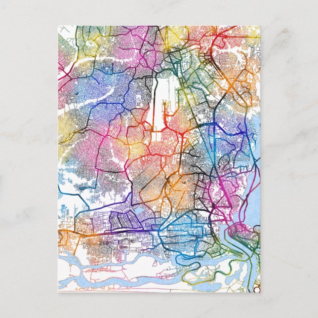  Lagos Nigeria City Map Postcard (Front)