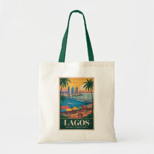 Lagos Nigeria Illustration Travel Art Vintage Tote Bag