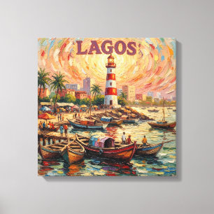 Lagos Nigeria Lighthouse Harbour Stretched Canvas Print