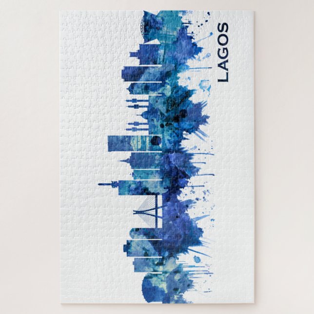 Lagos Nigeria Skyline Blue Jigsaw Puzzle (Vertical)