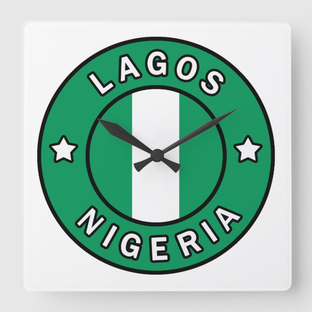 Lagos Nigeria Square Wall Clock (Front)