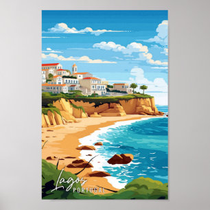 Lagos Portugal Art vintage travel illustration Poster