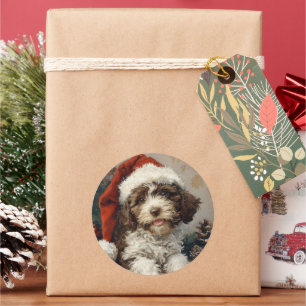 Lagotto Romagnolo Christmas Classic Round Sticker