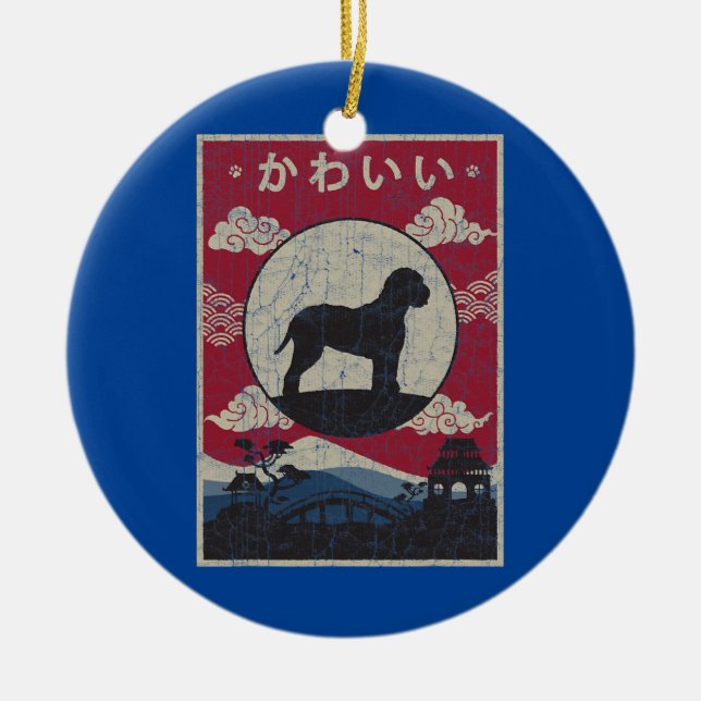 Lagotto Romagnolo Japanese Design Kawaii Dog Mom Ceramic Ornament (Front)