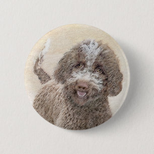 Lagotto Romagnolo Painting - Cute Original Dog Art 2 Inch Round Button