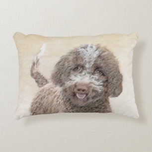 Lagotto Romagnolo Painting - Cute Original Dog Art Accent Pillow