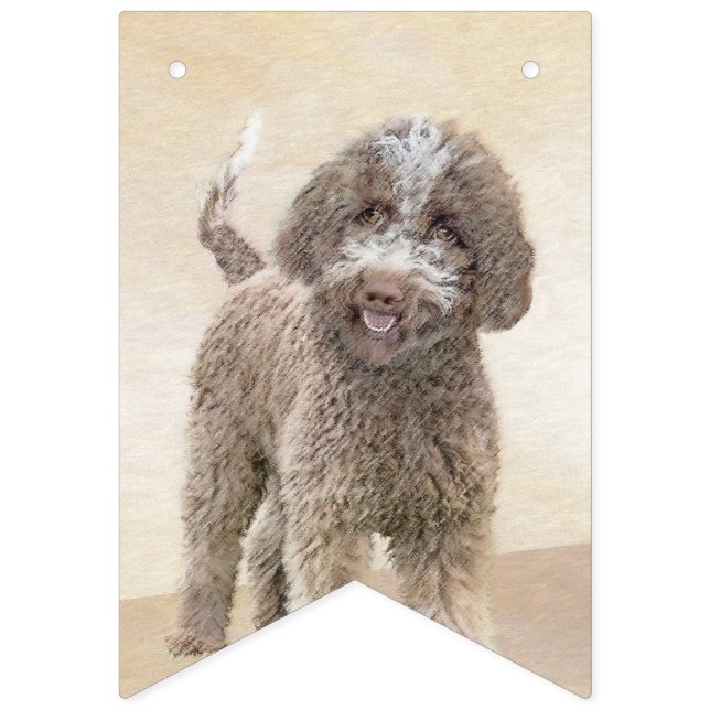 Lagotto Romagnolo Painting - Cute Original Dog Art Bunting Flags (First Flag)