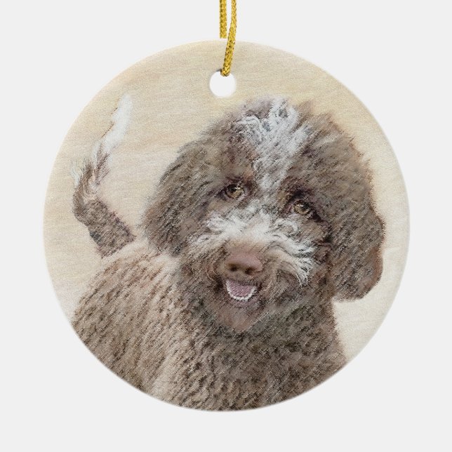 Lagotto Romagnolo Painting - Cute Original Dog Art Ceramic Ornament (Front)