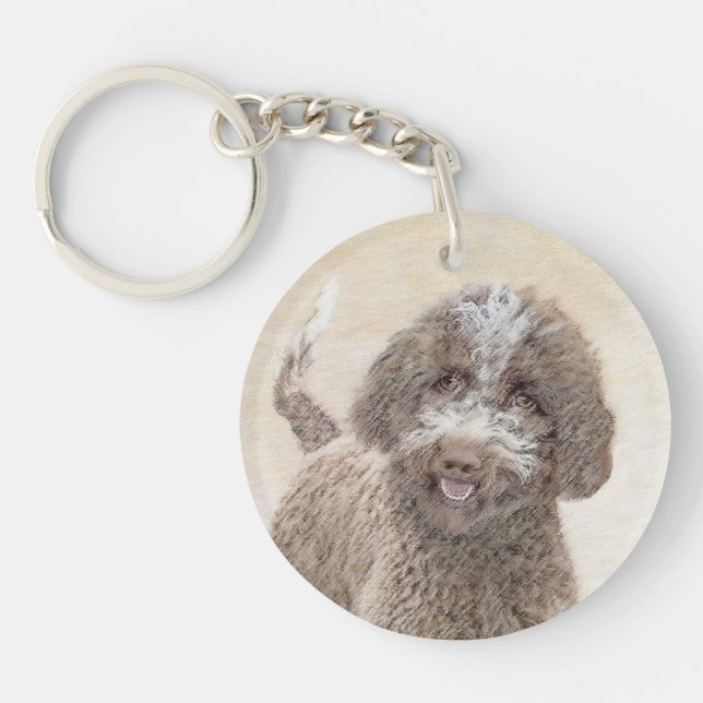 Lagotto Romagnolo Painting - Cute Original Dog Art Keychain (Front)