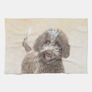 Lagotto Romagnolo Painting - Cute Original Dog Art Kitchen Towel