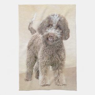 Lagotto Romagnolo Painting - Cute Original Dog Art Kitchen Towel