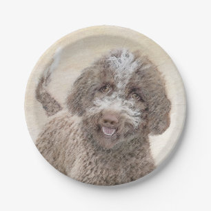 Lagotto Romagnolo Painting - Cute Original Dog Art Paper Plate