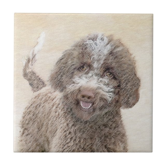 Lagotto Romagnolo Painting - Cute Original Dog Art Tile (Front)