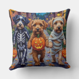 Lagotto Romagnolo Trick-or-Treating Halloween  Throw Pillow