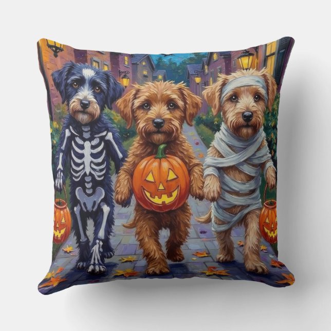 Lagotto Romagnolo Trick-or-Treating Halloween  Throw Pillow (Back)