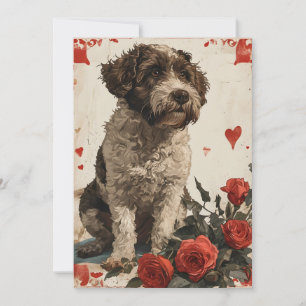 Lagotto Romagnolo Vintage Valentine's day  Holiday Card