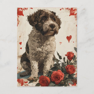 Lagotto Romagnolo Vintage Valentine's day  Postcard