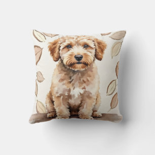 Lagotto Romagnolo Watercolor Organic Swirl Art Throw Pillow