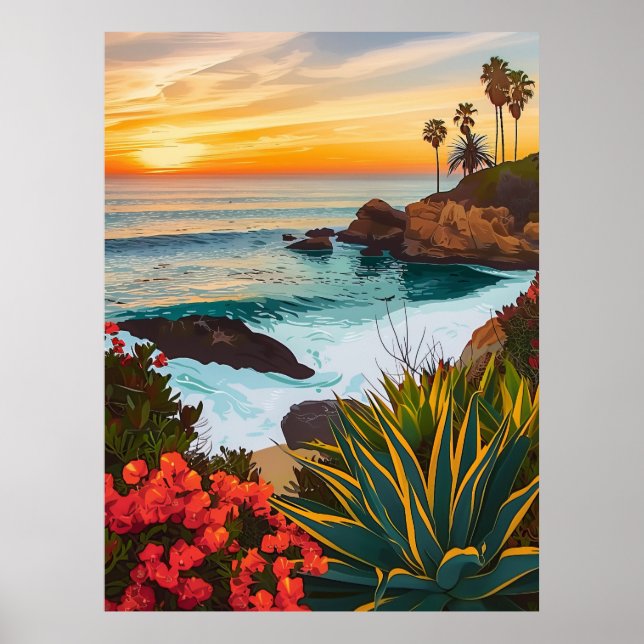 Laguna Beach, California Abstract Art Poster (Front)