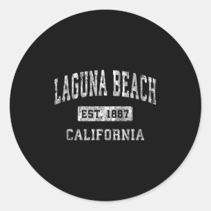 Laguna Beach California Ca Vintage Established Spo Classic Round Sticker