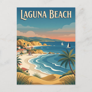 Laguna Beach California Coastal Vintage Poster Postcard