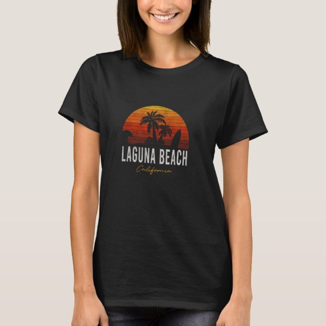 Laguna Beach California Palms Vacation Surf Sundow T-Shirt (Front)