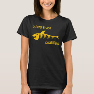 Laguna Beach California Shark Skeleton Amber Print T-Shirt