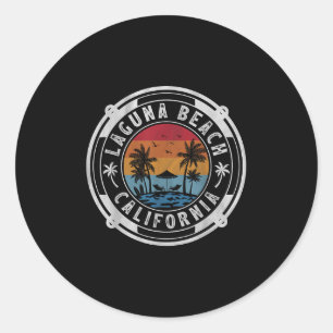 Laguna Beach California Summer Vacation Vintage Su Classic Round Sticker