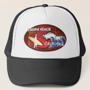 Laguna Beach California surfer waves art hat
