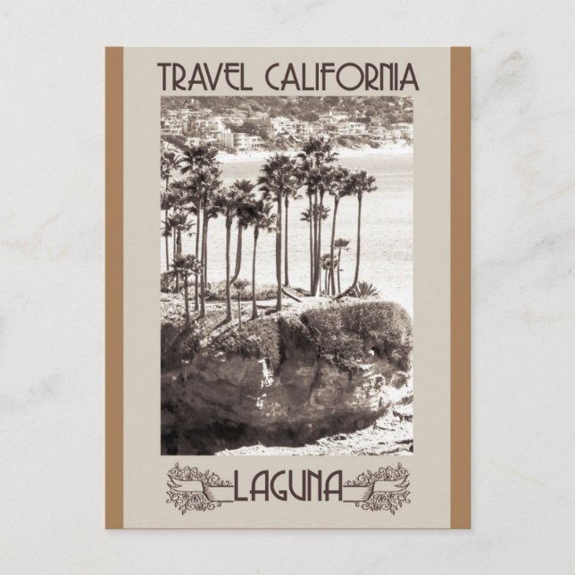 LAGUNA BEACH  CALIFORNIA VINTAGE TRAVEL POSTCARD (Front)