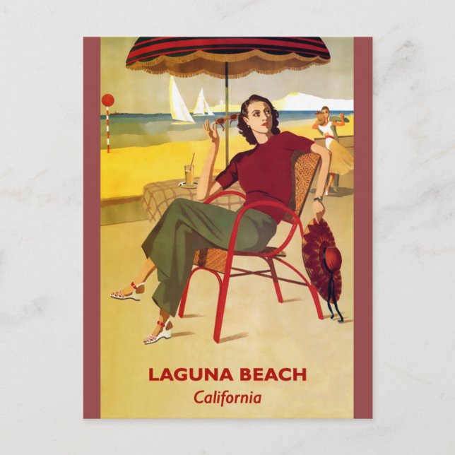 Laguna Beach California Vintage Travel Poster Postcard (Front)
