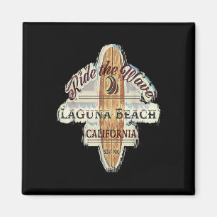 Laguna Beach Distressed Vintage Retro Surfboard Si Magnet