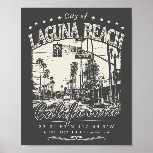 LAGUNA BEACH ORANGE CALIFORNIA VINTAGE  POSTER (Front)