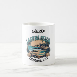 Laguna Beach Retro Vignette Personalized Coffee Mug