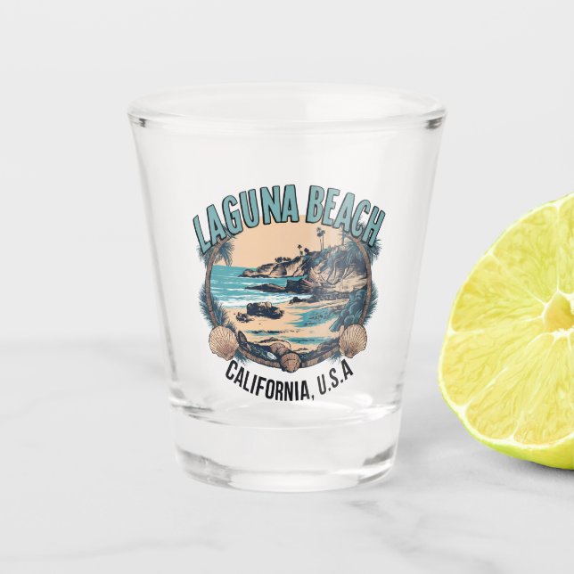 Laguna Beach Retro Vignette  Shot Glass (Front)