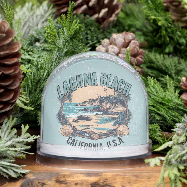 Laguna Beach Retro Vignette Snowglobe (Winter)